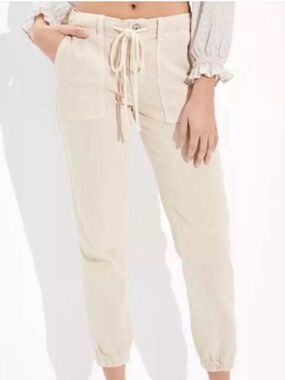 American Eagle Tomgirl Utility Joggers | Khaki Tan | Size 8 neutral minimalist